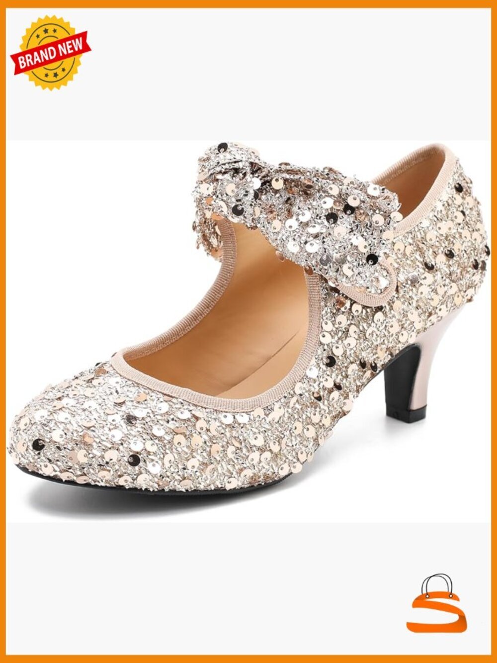 Sequin Bow Mary Jane Kitten Heels, Sparkly Dress Pumps for Wedding Guest